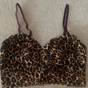 Pink lace leopard bralette camisole